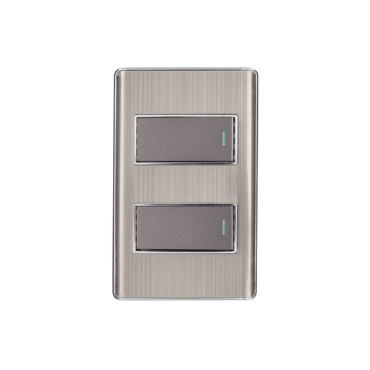 Placa armada acero inox con 2 interruptores 1 módulo, Lisboa