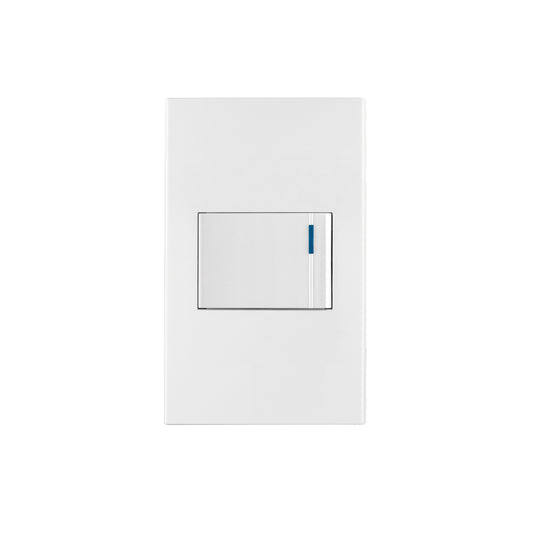 Placa armada 1 interruptor de 3vías, 1.5mód, Española,blanco