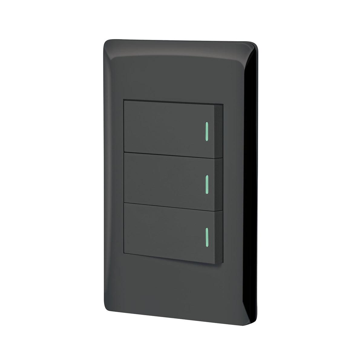 Placa armada negra 2 interruptores 1 de 3 vías 1 mód,Lisboa