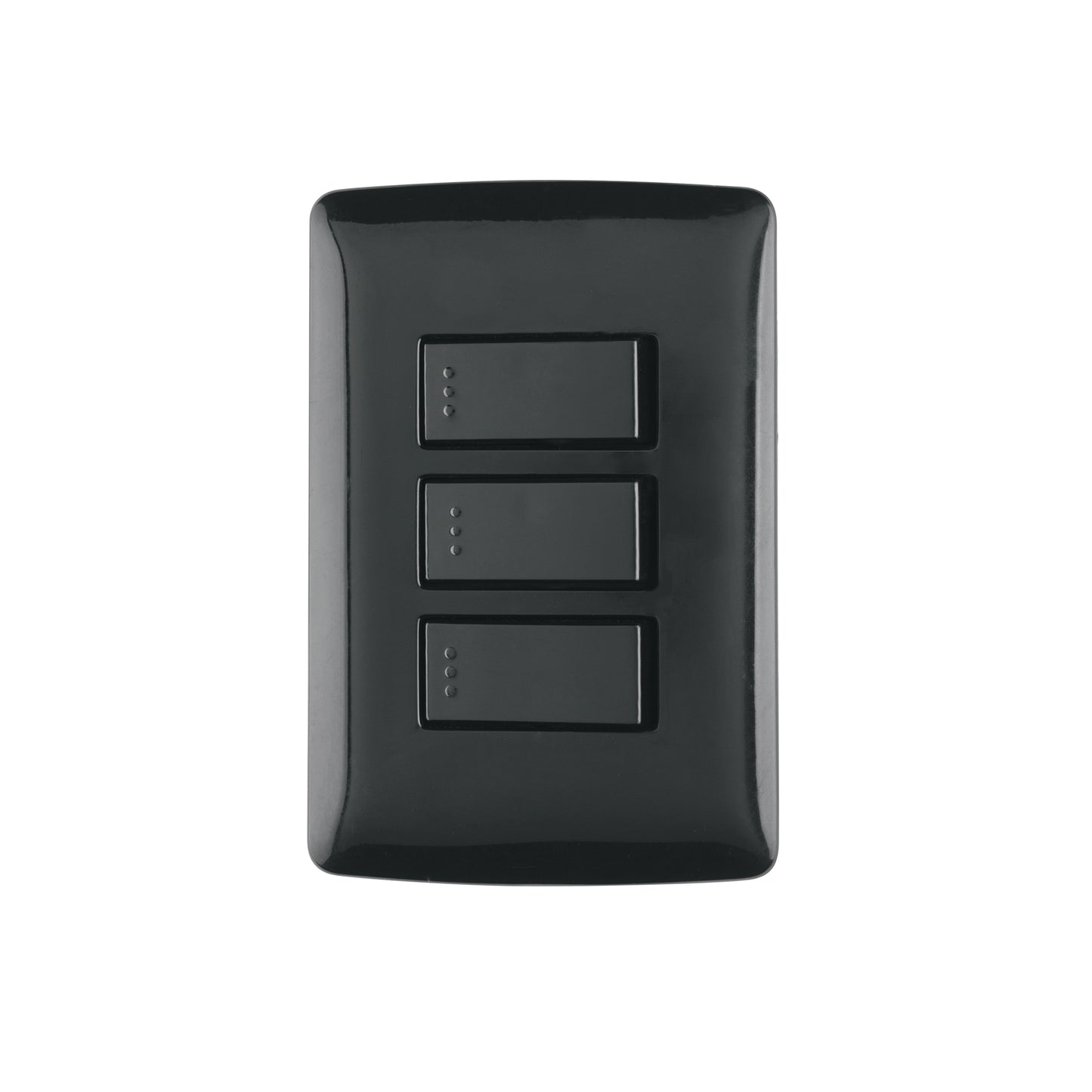 Placa armada 3 interruptores sencillos,negro, línea Italiana