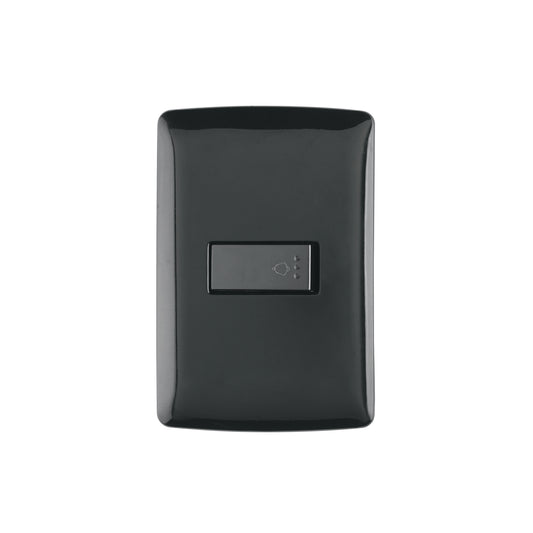 Placa armada con timbre, negro, línea Italiana, Volteck