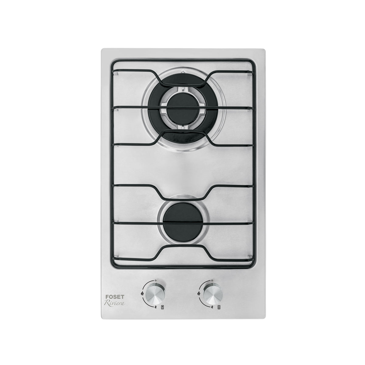 Parrilla gas empotrable 30cm, 2 quem, inox, esmalte, Foset