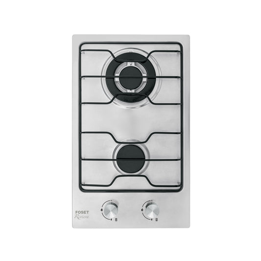 Parrilla gas empotrable 30cm, 2 quem, inox, esmalte, Foset