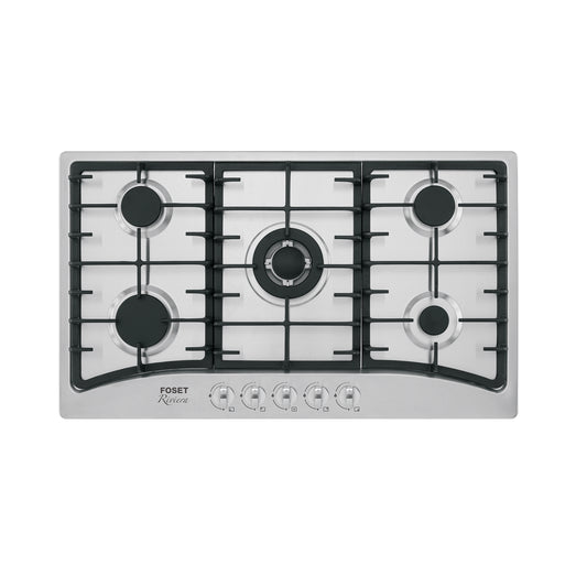 Parrilla gas empotrable 90cm, 5 quem, acero inox, Riviera