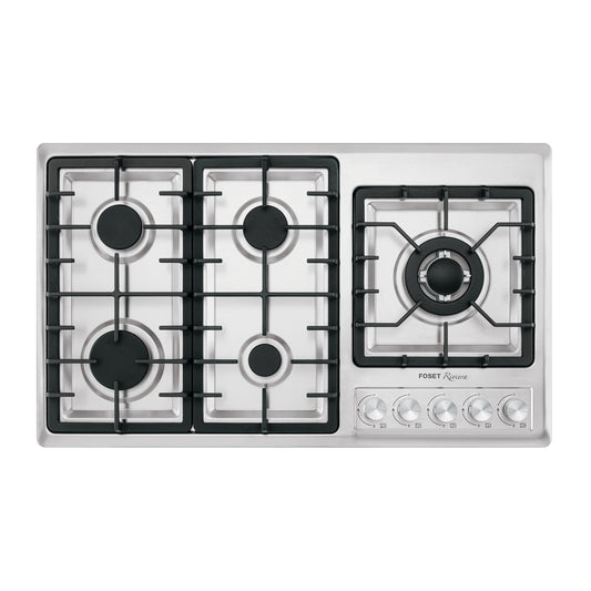 Parrilla gas empotrable 90cm, 5 quem, lateral, inox, Riviera