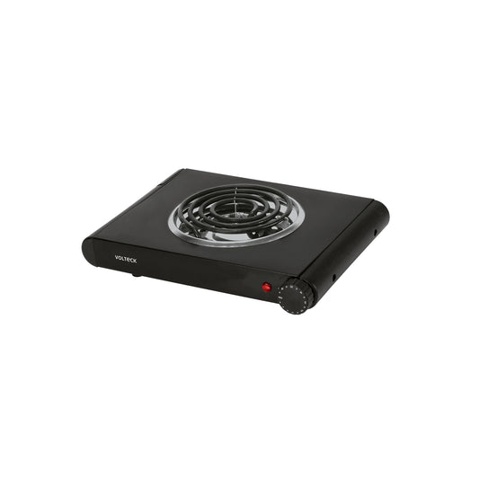 Parrilla eléctrica 1 quemador espiral, negra, VOLTECK