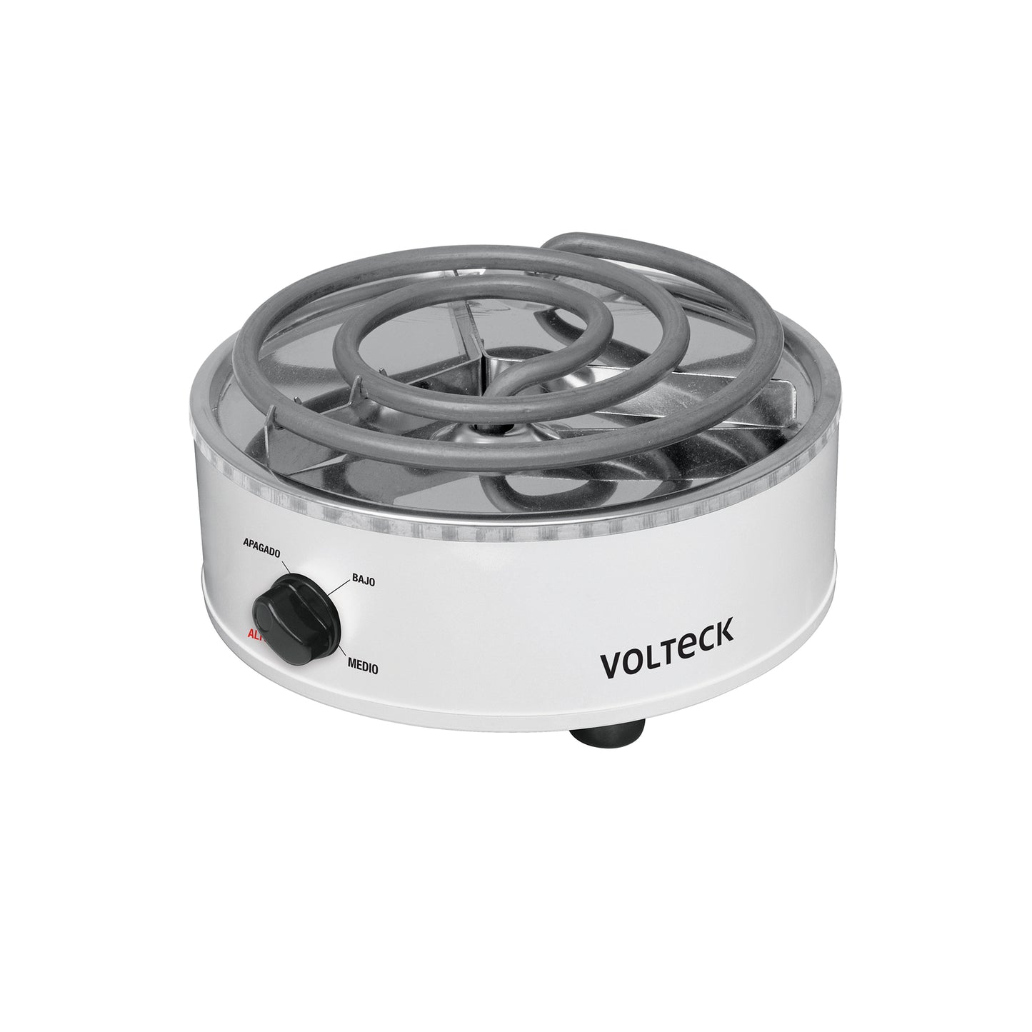 Parrilla eléctrica red. 1 quemador espiral, blanca, VOLTECK