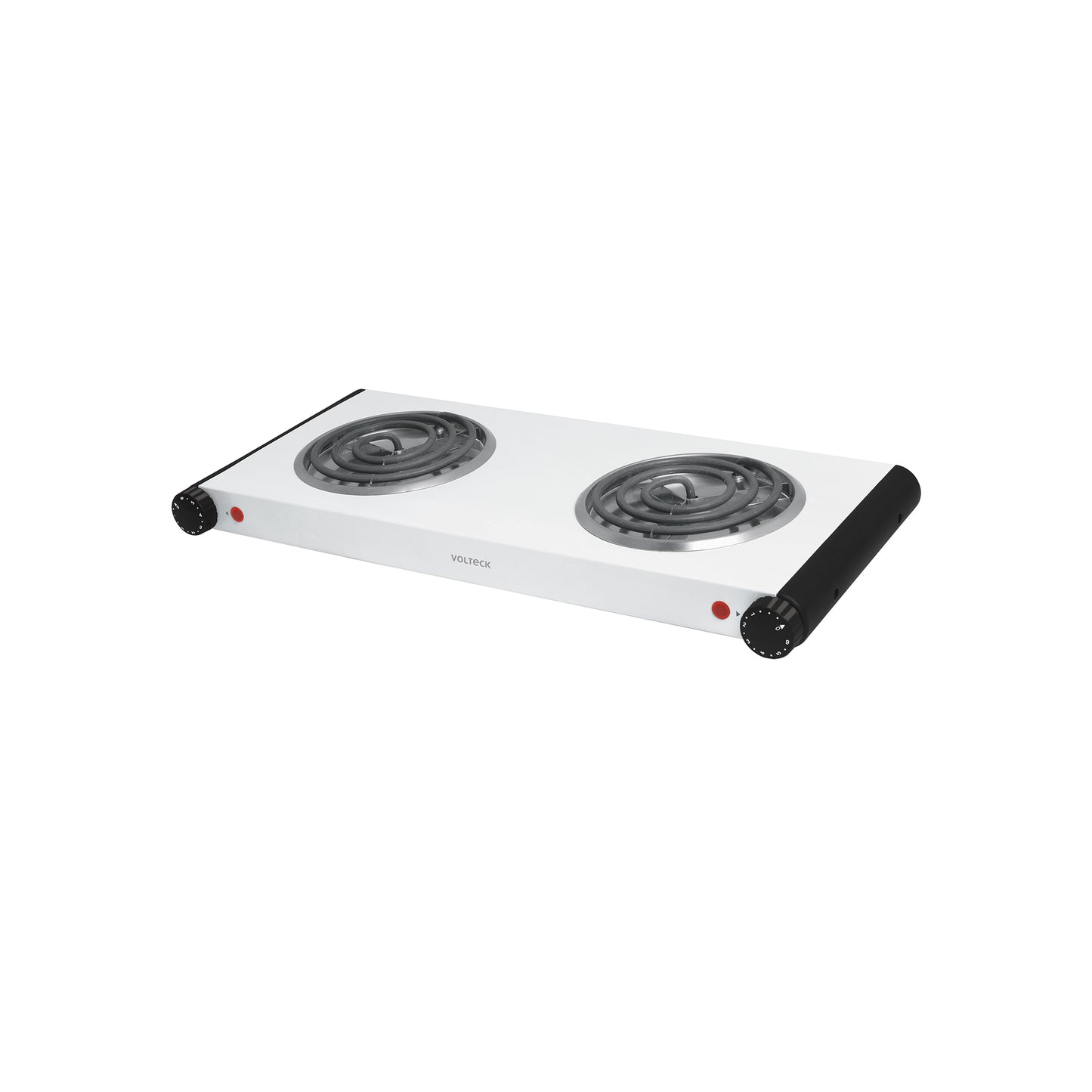 Parrilla eléctrica 2 quemadores en espiral, blanca, VOLTECK