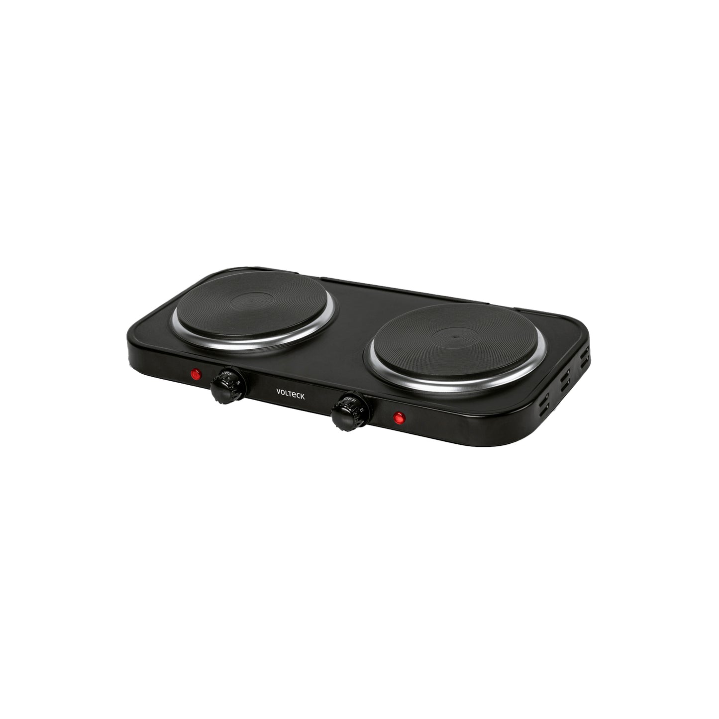 Parrilla eléctrica 2 quemadores de disco, negra, VOLTECK