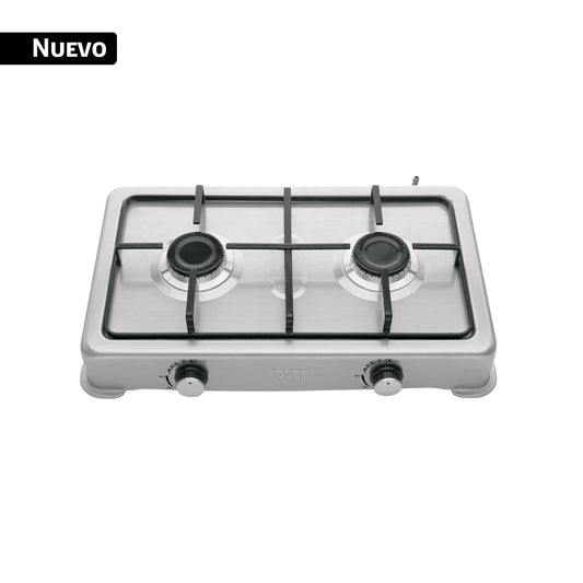Parrilla de gas de sobreponer,2 quemadores, inox, FOSET AERO