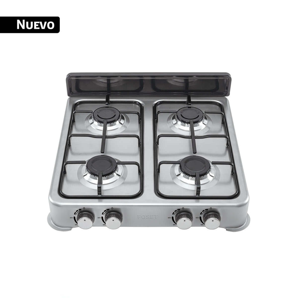 Parrilla de gas de sobreponer,4 quemadores, inox, FOSET AERO