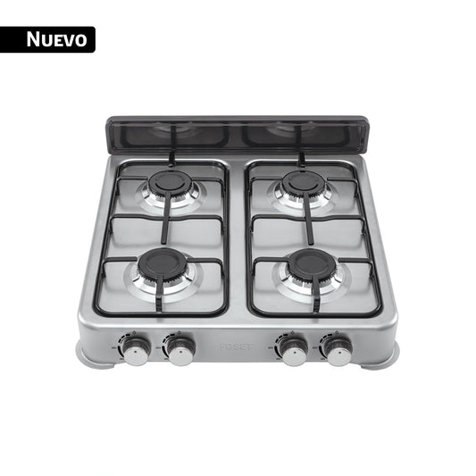 Parrilla de gas de sobreponer,4 quemadores, inox, FOSET AERO