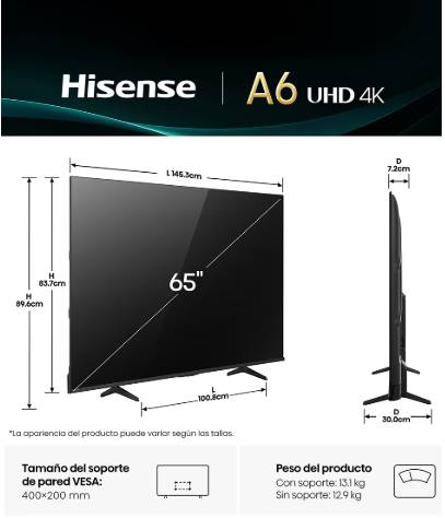 Televisiones Hisense 65A65NV - Vista 5