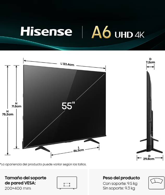 Televisiones Hisense 55A65NV - Vista 5