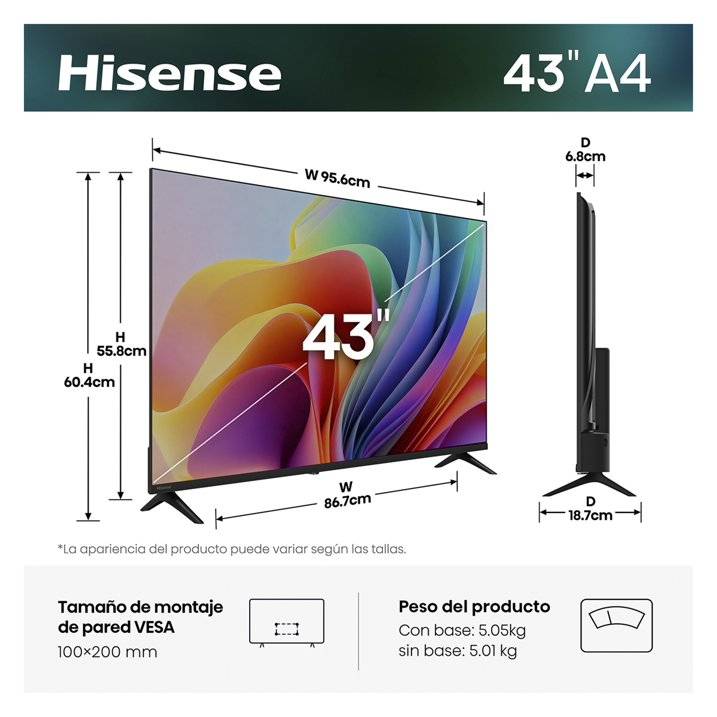 Televisiones Hisense 43A4SV - Vista 2