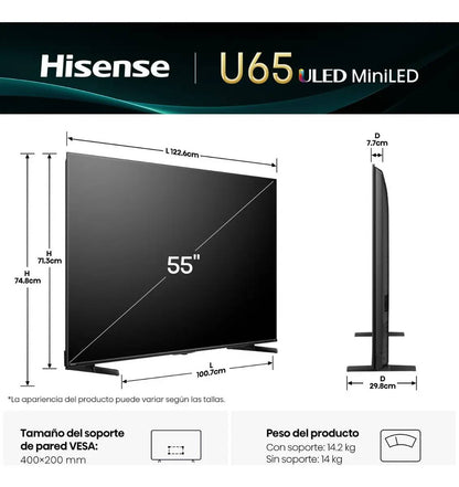 Televisión  Hisense 55U65QFM - Vista 2