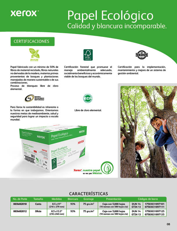 Papel Bond Ecológico Carta XEROX Ecológico - Vista 5