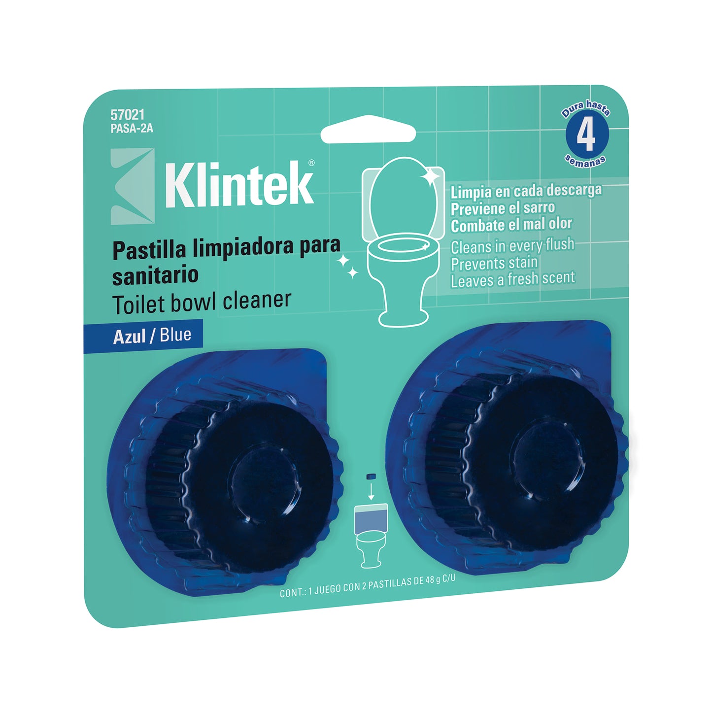 Blíster con 2 pastillas azules desinfectantes para tanque WC