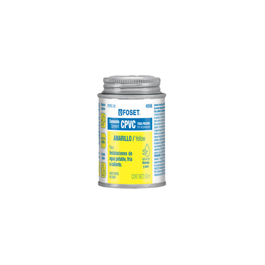 Cemento p/CPVC, amarillo, toda presión, lata 90ml, FOSET