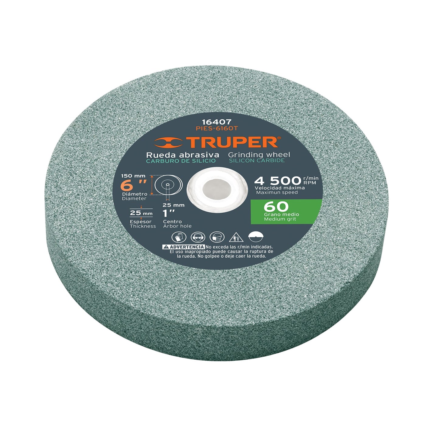 Rueda abrasiva p/esmeril 6'x25mm, carburo silicio, grano 60