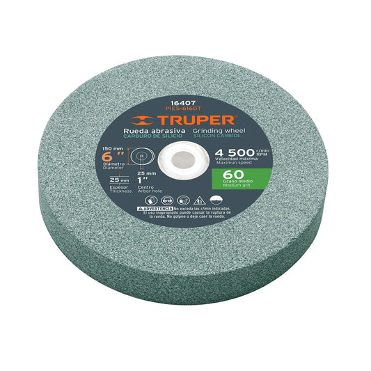 Rueda abrasiva p/esmeril 6'x25mm, carburo silicio, grano 60