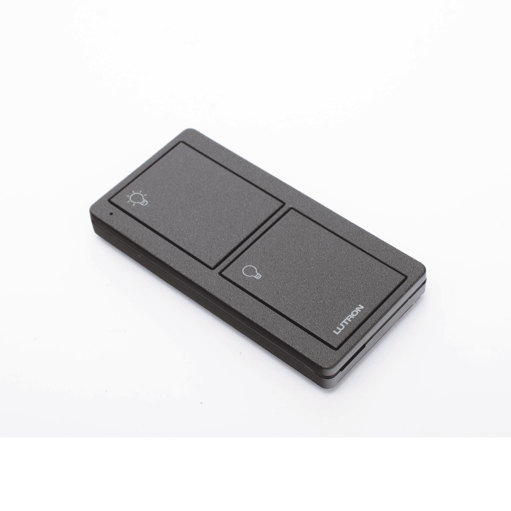 Control Pico inalámbrico de 2 botones para encender y apagar iluminación en sistemas Lutron como Caseta Wireless y RadioRA 2, color Midnight satinado