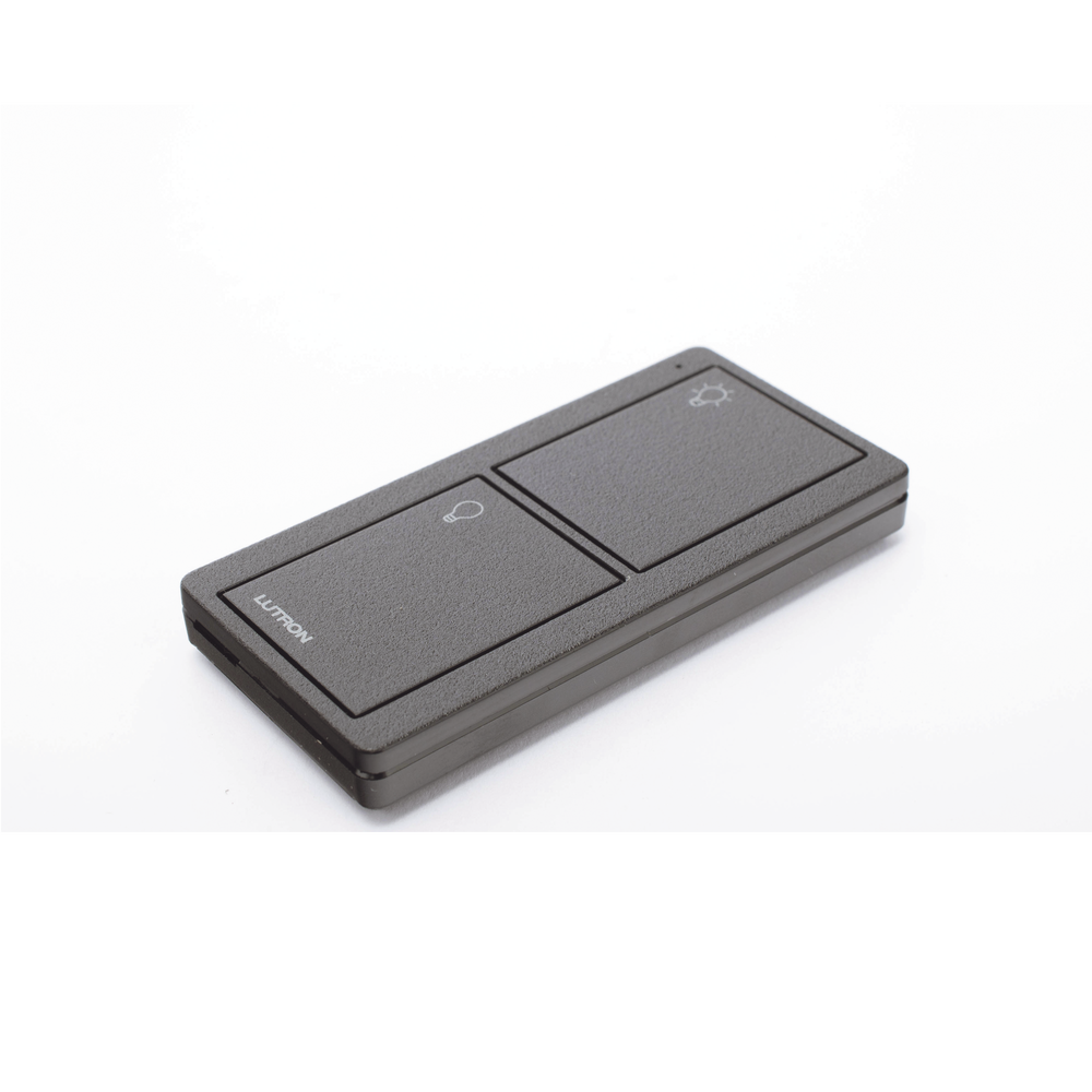 Control Pico inalámbrico de 2 botones para encender y apagar iluminación en sistemas Lutron como Caseta Wireless y RadioRA 2, color Midnight satinado