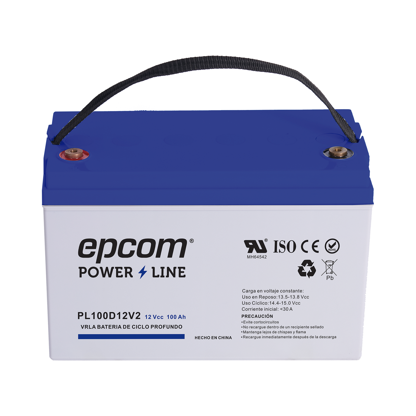 Batería de respaldo 12 V 100 Ah AGM | Certificada UL94-HB Retardo a la flama básica | Ciclo profundo | Para uso en aplicaciones fotovoltaicas y de emergencia | Terminales T4