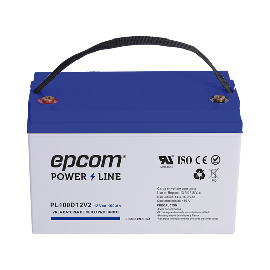 Batería de respaldo 12 V 100 Ah AGM | Certificada UL94-HB Retardo a la flama básica | Ciclo profundo | Para uso en aplicaciones fotovoltaicas y de emergencia | Terminales T4