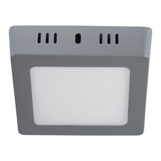Luminario LED tipo plafón 6 W, cuadrado, luz de día, gris