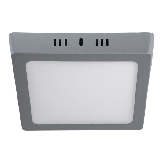 Luminario LED tipo plafón 12 W, cuadrado, luz de día, gris