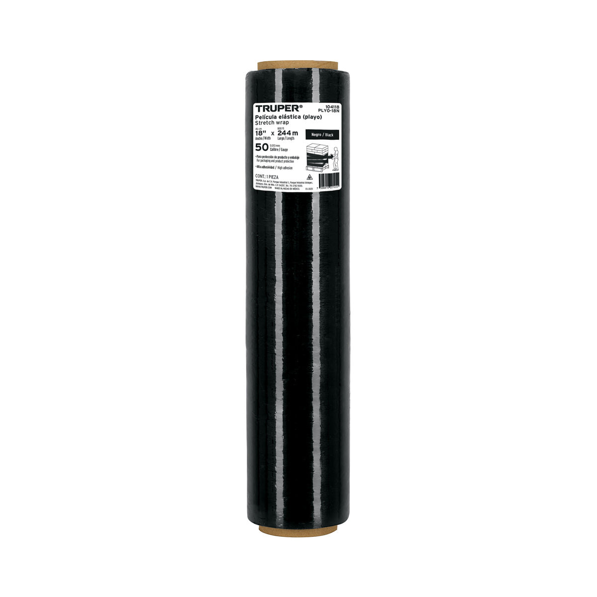 Rollo de 244 m película plástica negra ancho 18' cal 50