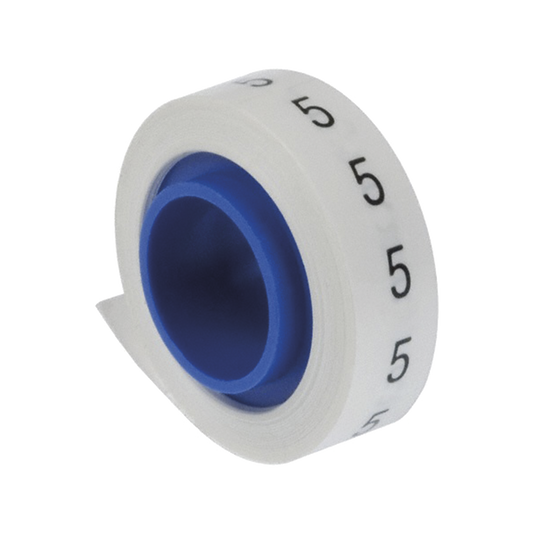 Rollo de Etiquetas Marcadoras, Pre-Impresos con el N�mero 5, de 2.4 Metros (7.87 Pies), Color Blanco