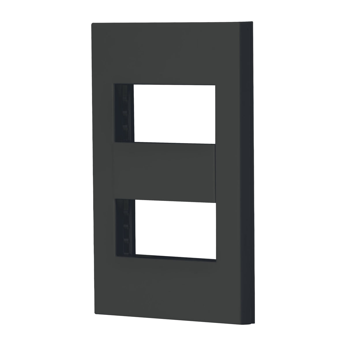 Placa 2 ventanas, 1 módulo, línea Española, color negro