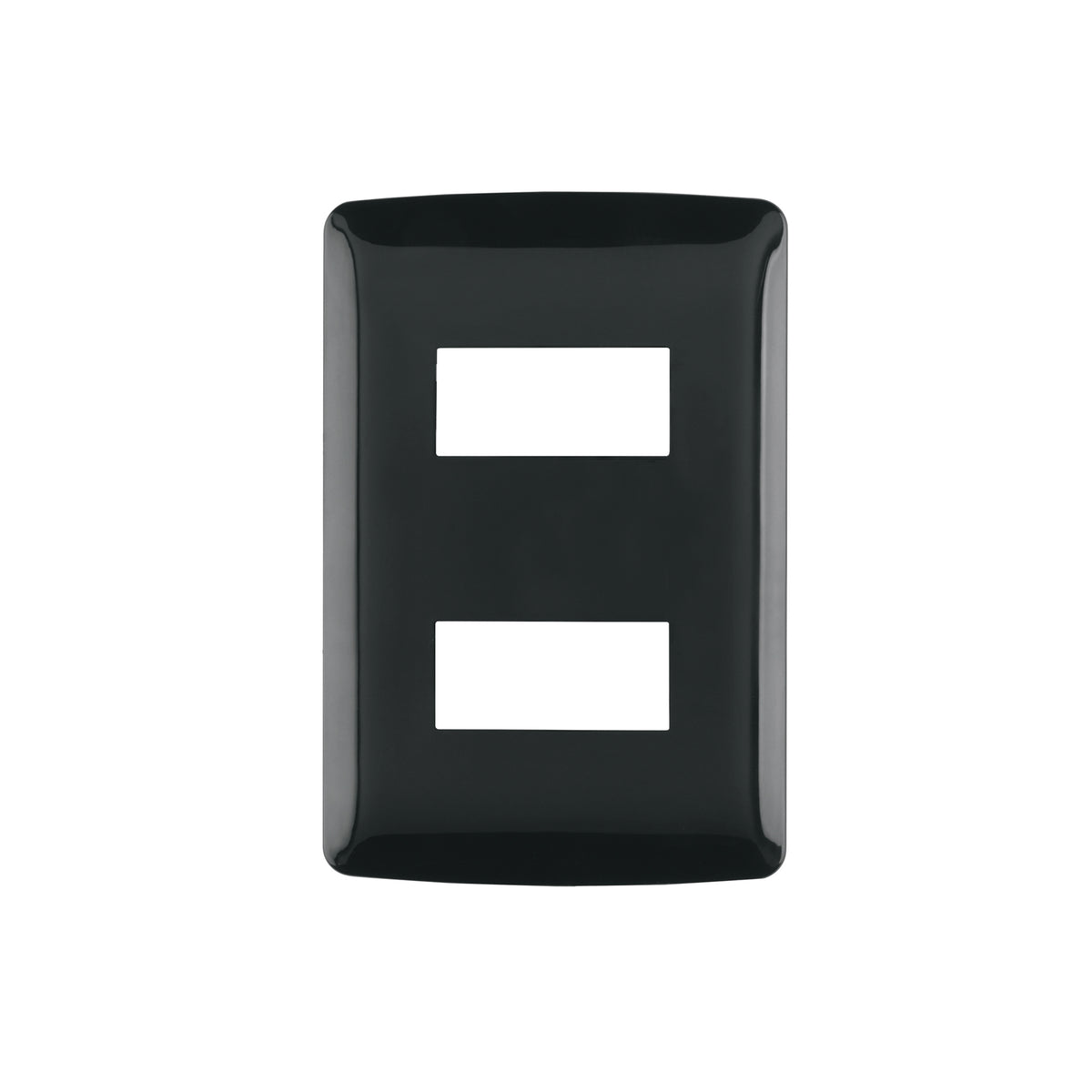 Placa 2 modulos, Italiana, color negro, Volteck