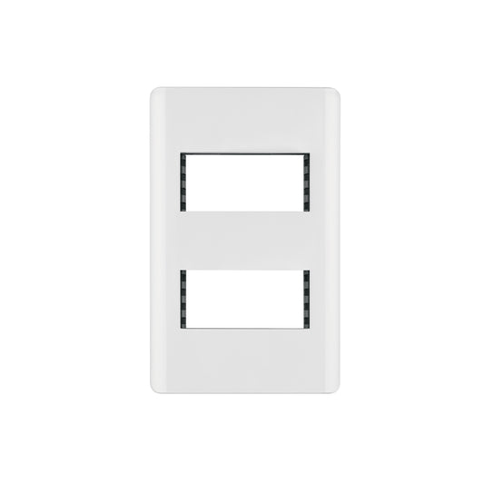 Placa blanca de 2 ventanas 1 módulo, línea Lisboa, Volteck