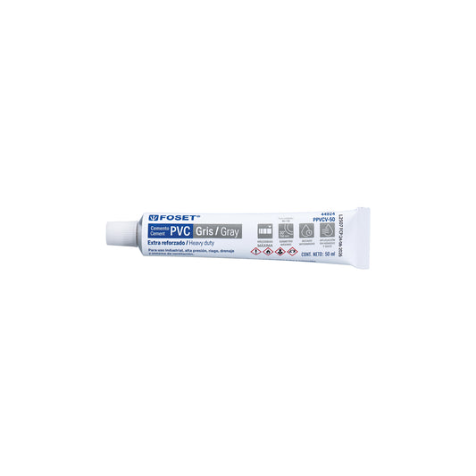 Cemento p/PVC, gris, máxima viscosidad, tubo 50ml, FOSET