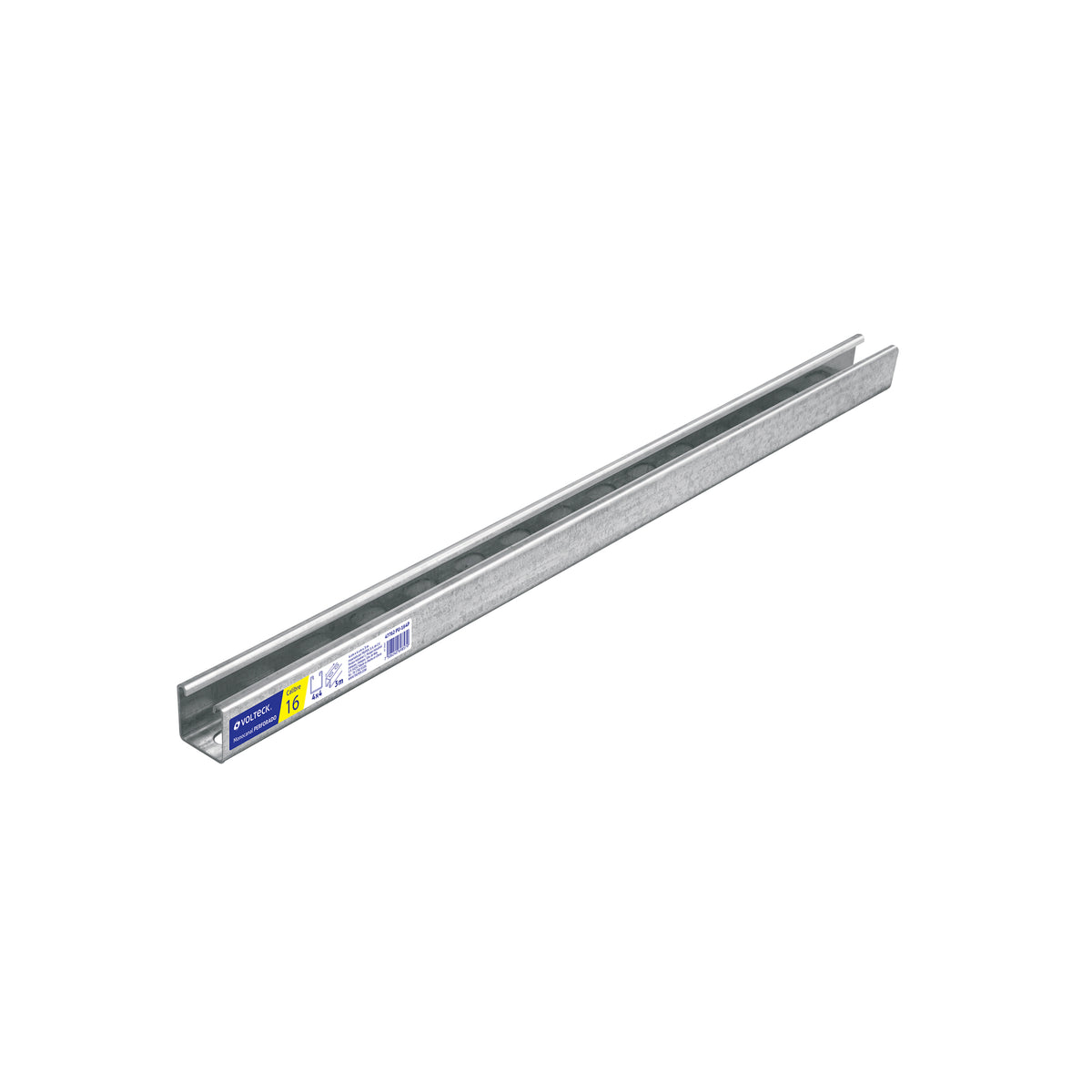 Perfil monocanal perforado de 3 m, 4 x 4 cm cal. 16, VOLTECK