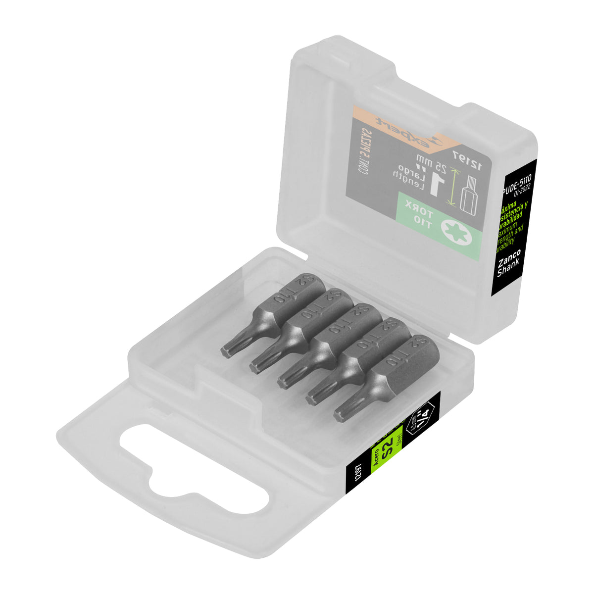 Estuche con 5 puntas torx T10 largo 1', Truper Expert