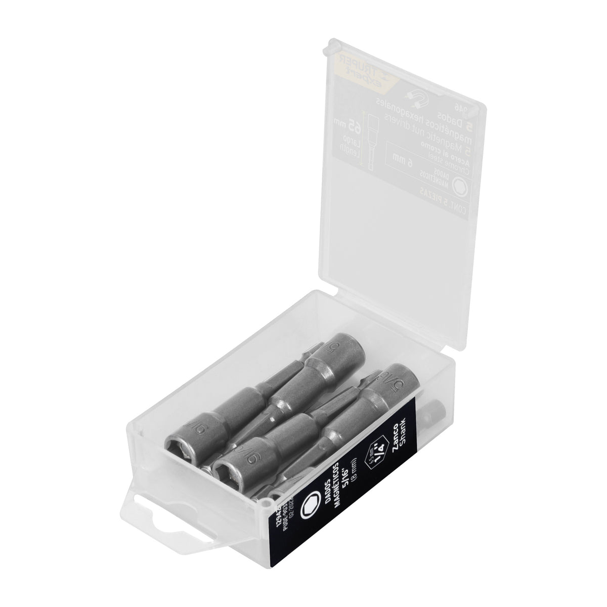 Estuche con 5 dados magnéticos de 6 mm largo 2-1/2', Expert