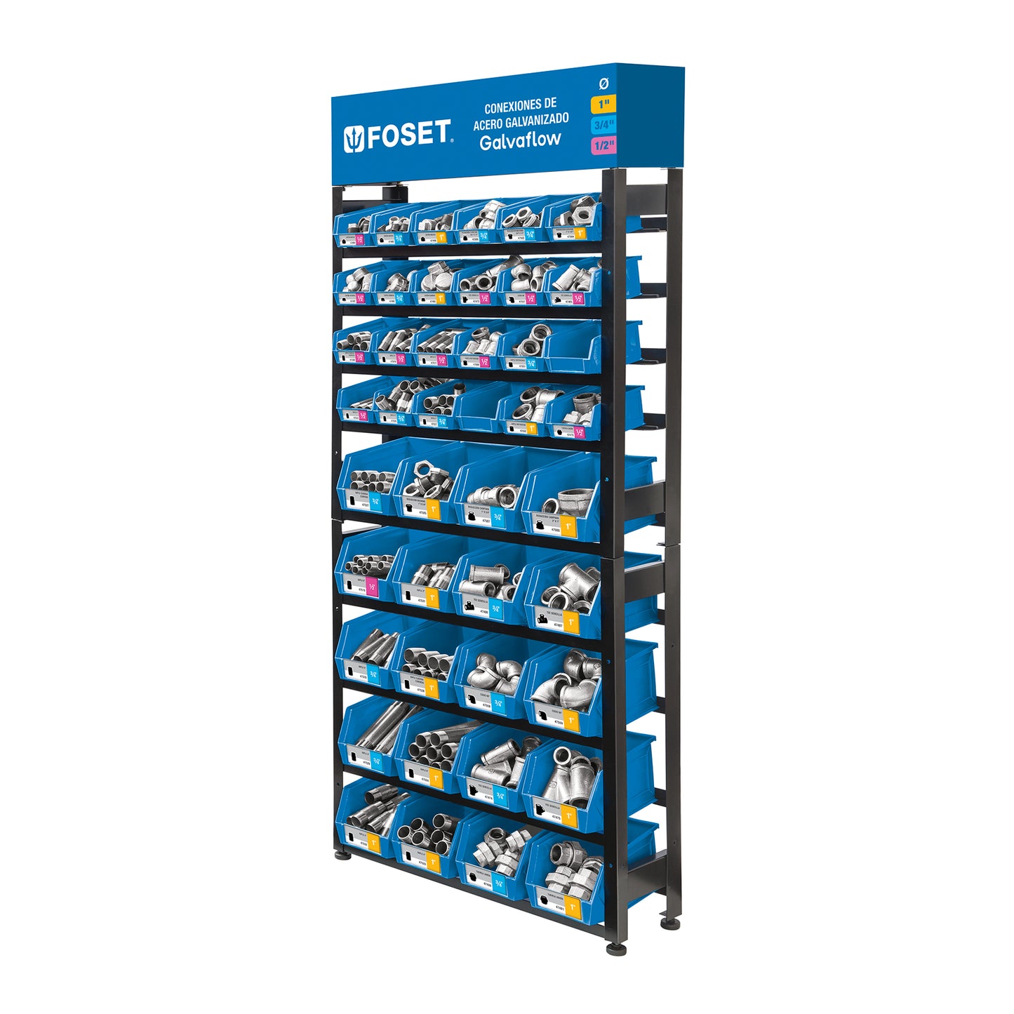 Rack con conexiones de acero galvanizado, Foset