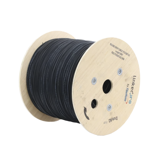 Carrete de 2 km de Fibra �ptica A�rea Tipo Drop Redonda (Figura 0) G.657A2, Monomodo, 1 Hilo, Forro de 3 mm