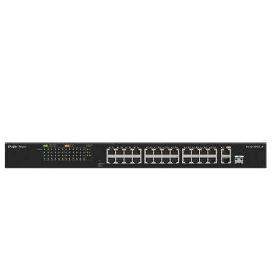 Switch PoE+ no Administrable, hasta 180 Watts Ideal para CCTV, 24 Puertos 10/100 PoE+, 2 Uplinks Gigabit (1 SFP COMBO)