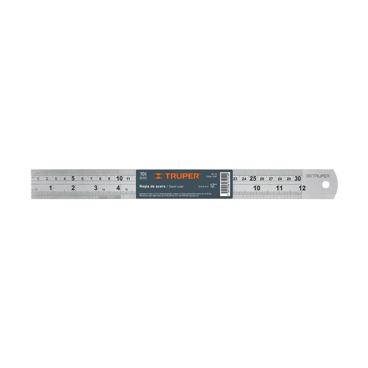 Regla 30 cm de acero inoxidable, Truper