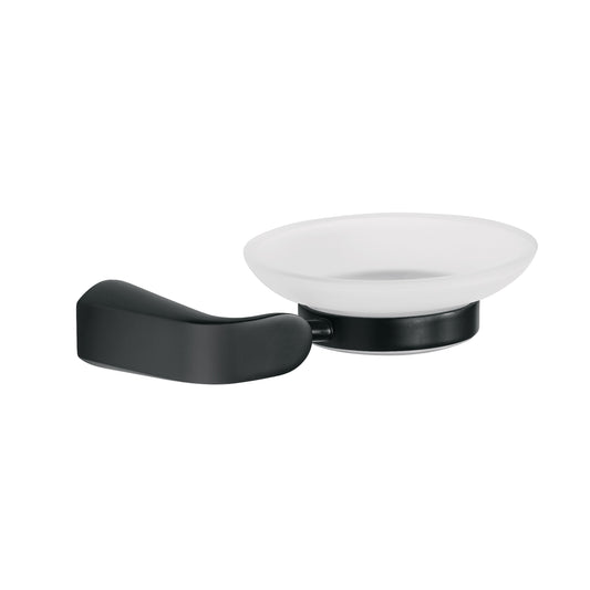 Jabonera con plato de vidrio, negro, FOSET RIVIERA