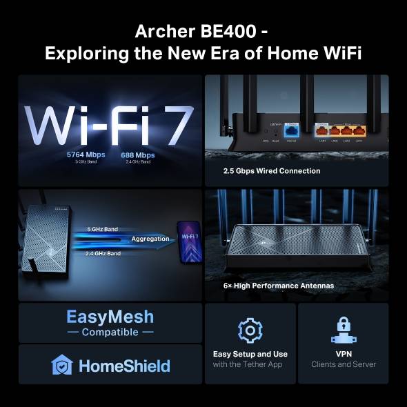 Routers TP-LINK Archer BE400 - Vista 2