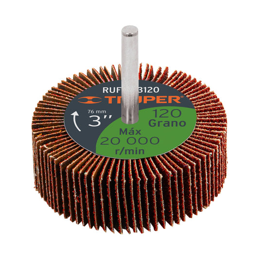 Rueda flap de 3', grano 120, Truper