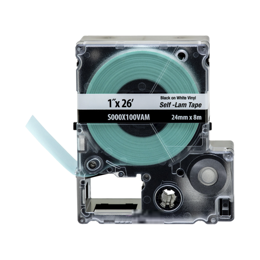 Casete de Etiquetas Autolaminadas de Cinta Continua, de 24 (1 Pulgada) mm de Ancho, 8 Metros (26.25 Pies) de Largo, Para Cables de 2.5 a 5.1 mm (0.1 a 0.2 Pulgadas) de Di�metro, Color Blanco