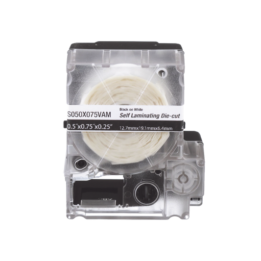 Casete de 200 Etiquetas Autolaminadas de 12.7 x 31.8 mm (0.5 x 1.25 pulgadas), para Cables de 3.1 a 7 mm (0.12 a 0.28 pulgadas) de Di�metro, �rea de Impresi�n Color Blanco