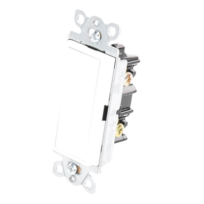 Interruptor de pared unipolar tipo paleta de 15 A, 120/277 V, para conmutación de iluminación y cargas de motor, línea Satin Colors en acabado Snow satinado